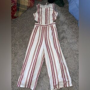 Side cutout striped jumpsuit